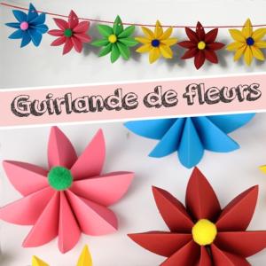 activité de bricolage enfants pour réaliser une guirlande de fleurs en papier