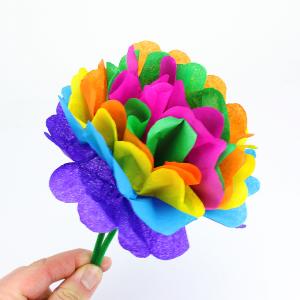 Comment réaliser une fleur en papier de soie ? Voici une méthode simple et rapide à suivre pour réaliser une fleur en papier de soie afin de fêter le printemps avec les enfants de tout âge.