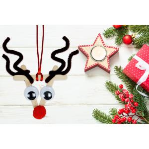 Retrouvez un tuto pour faire un joli renne de Noël en bâtonnets et proposez aux enfants de fabriquer Rudolphe, le renne