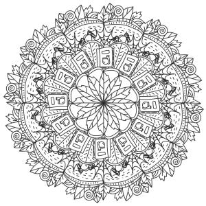 Imprimez votre mandala d'Halloween gratuitement et proposer une image avec des potions de sorcière qui fera plaisir à vos petits mosntres