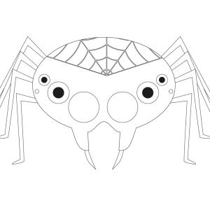 Masque d'Halloween à imprimer gratuitement afin d'avoir un déguisement de monstre d'araignée de dernière minute. Il suffira de l'imprimer sur du papier épais, de la découper afin de pouvoir partir à l