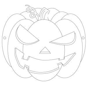Masque d'Halloween à imprimer gratuitement afin de pouvoir le colorier et avoir un déguisement de citrouille de dernière minute. Il suffira de l'imprimer sur du papier épais, de la colorier avec des c