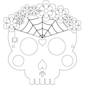 Masque d'Halloween à imprimer gratuitement pour le colorier afin d'avoir un déguisement de squelette de dernière minute. Il suffira de l'imprimer sur du papier épais, de le colorier grâce à des crayon
