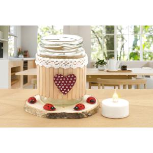 Photophore coeur et bâtonnets en bois