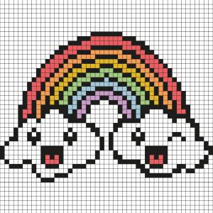 Comment faire un pixel art en forme d'arc-en-ciel ? Il suffit de suivre notre modèle afin de réaliser chaque carré. Petit à petit vous arriverez à réaliser cet arc-en-ciel ! Imprimez rapidement notre 