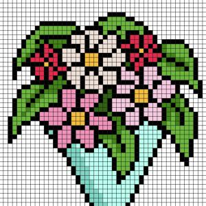 Cette année, pour la Fête des mères, offrez  un joli bouquet en Pixel Art à votre maman Imprimez gratuitement  notre modèle simple qui vous permettra de créer facilement une rose pour maman en Pixel A