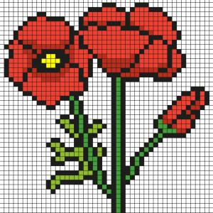 Découvrez comment réaliser ces coquelicots en Pixel Art Il suffit de suivre notre modèle afin de reproduire chaque carré. Petit à petit vous arriverez à réaliser ces jolis coquelicots parfait pour le 