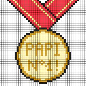 Voici un modèle de Pixel Art à imprimer gratuitement afin de l'offrir à papi pour la Fête des grands pères. Il aura ainsi une belle médaille pour montrer que c'est le meilleur papi. Il vous suffira de