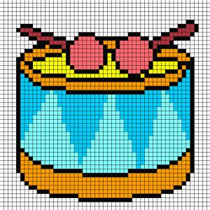 Modèle de Pixel art pour faire un instrument de musique, un tambour Il suffit de suivre notre modèle afin de réaliser chaque carré. Petit à petit vous arriverez à réaliser ce tambour ! Imprimez rapide