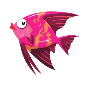 Une image de poisson bleu à bande jaune à imprimer pour les jeux d'enfants ou pour les farces du premier avril.