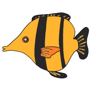Une grande image de poisson à imprimer pour le 1 er avril - Poisson jaune et noir à rayures.