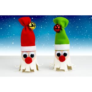 Grâce à un gobelet en carton et de la feutrine les enfants pourront s'amuser à fabriquer des jolis Père Noël pour décorer la maison pour les fêtes de fin d'année. Une activité facile q