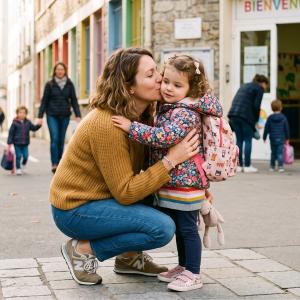 Pour un tout-petit, se séparer de vous fait croire que l'amour cesse. Les phrases qui rassurent vraiment à la première rentrée en maternelle, et le rituel qui apaise.