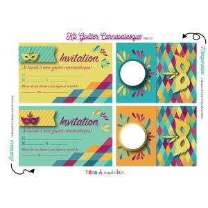 Invitations et marque places à imprimer pour le Carnaval