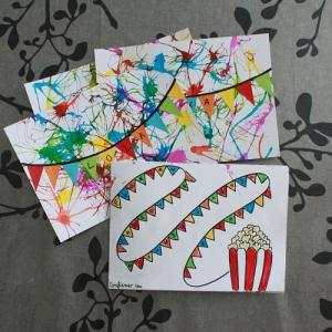 tuto pour bricoler avec les enfants une carte d'invitation thème feu d'artifice