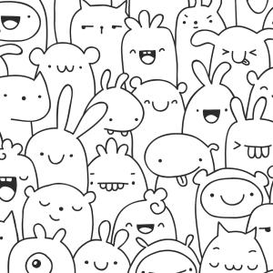 Coloriage kawaii : un dessin à imprimer avec des personnages trop mignons. Un coloriage gratuit pour les petits amoureux de cet univers coloré - Page 3