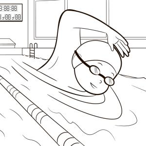 Coloriage natation : un dessin à imprimer avec des enfants qui nagent. Un coloriage gratuit pour les petits amoureux de la piscine - Page 3