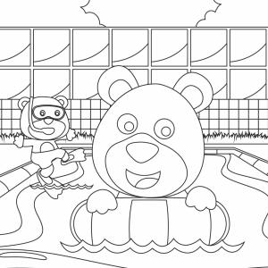 Coloriage natation : un dessin à imprimer avec des enfants qui nagent. Un coloriage gratuit pour les petits amoureux de la piscine - Page 5