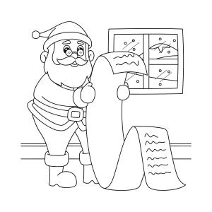 Coloriage du Père Noël et ses cadeaux sur le départ
