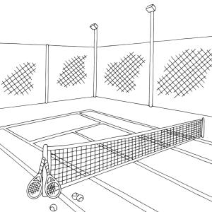 Coloriage tennis : un dessin à imprimer gratuitement pour tous les amoureux de ce sport de raquette. Page 2