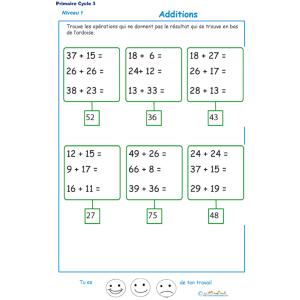 fiche 3 d'additions en ligne 