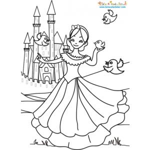 Coloriage de Blanche Neige et du chateau
