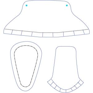 Modèle d'éléments d'un chausson à imprimer , à découper pour ensuite les coller et former une boite à gragée en forme de chausson.