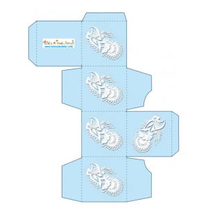 Boite à dragées bleue motif cachemire