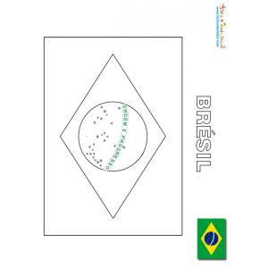 Coloriage drapeau du Brésil