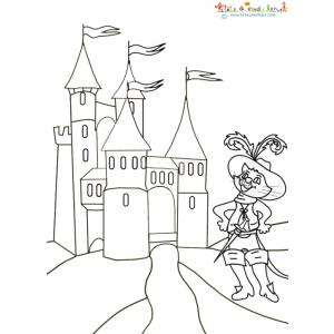 Le chat botté devant le château