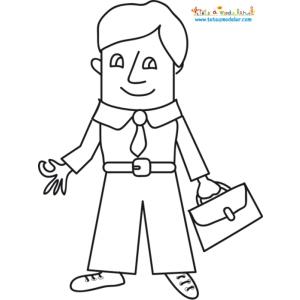 Coloriage papa part au travail