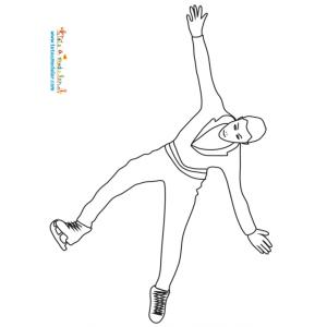 Coloriage sur le patinage artistique homme : dessin d'un patineur effectuant son programme libre lors d'une compétition des jeux d'hiver.