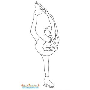 Un dessin sur le patinage artistique femme - Coloriage d'une pirouette au partinage artistique effectuée par un jeune patineuse au jeux d'hiver.