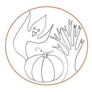 Coloriage vitrail d'Halloween fantôme à la citrouille