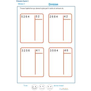 divisions à deux chiffres exercice 1