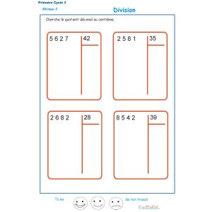 exercice 8 divisions à deux chiffres 