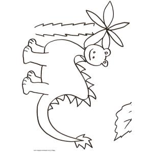 Coloriage du petit dinosaure au palmier