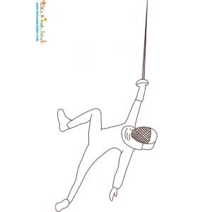 Escrime, coloriage d'un escrimeur en attaque