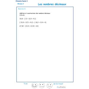 exercice 6 additions et soustractions de nombres décimaux 