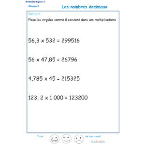 exercice 9 : nombres décimaux 