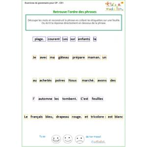 Exercice 1 de grammaire CP 