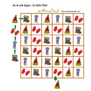 jeu de suite logique : les habits d'hiver