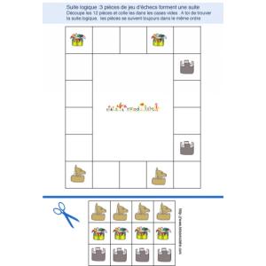 jeu de suite logique : 12 pièces de jeu d'échecs à placer