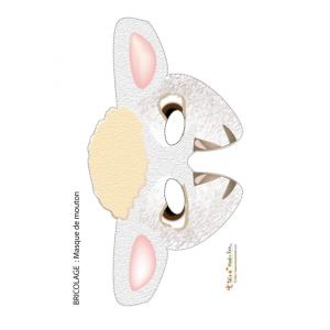 Modèle gratuit de masque de mouton à imprimer , à découper . Masque rapide et facile à faire