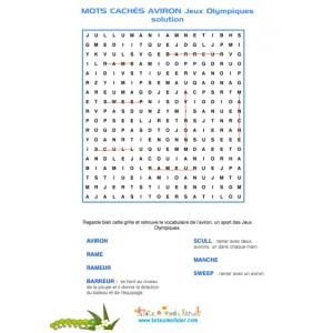Solution des mots cachés sur l'aviron