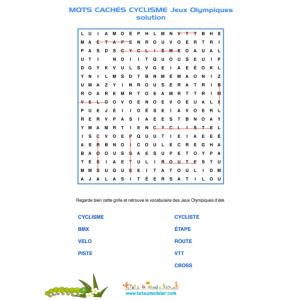 Solution du jeu de mots cachés cyclisme