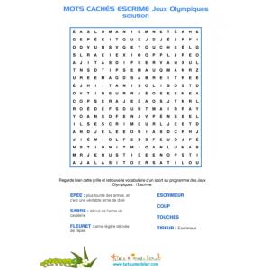Escrime Mots cachés sur l'escrime