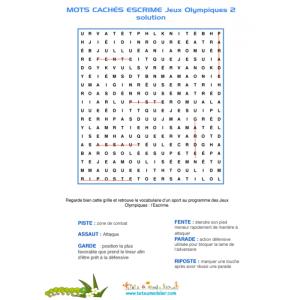 escrime : solution pour les mots cachés