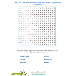 solution mots cachés pour la gymnastique
