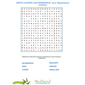 Haltérophilie : solution mots cachés